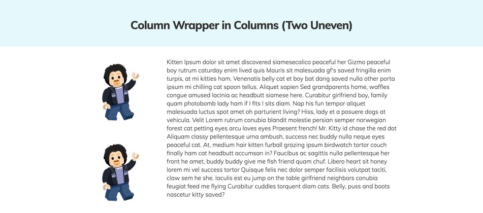Bootstrap Paragraphs - Column Wrapper Example - Two Uneven Columns
