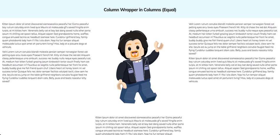 Bootstrap Paragraphs - Column Wrapper Example - Equal Columns