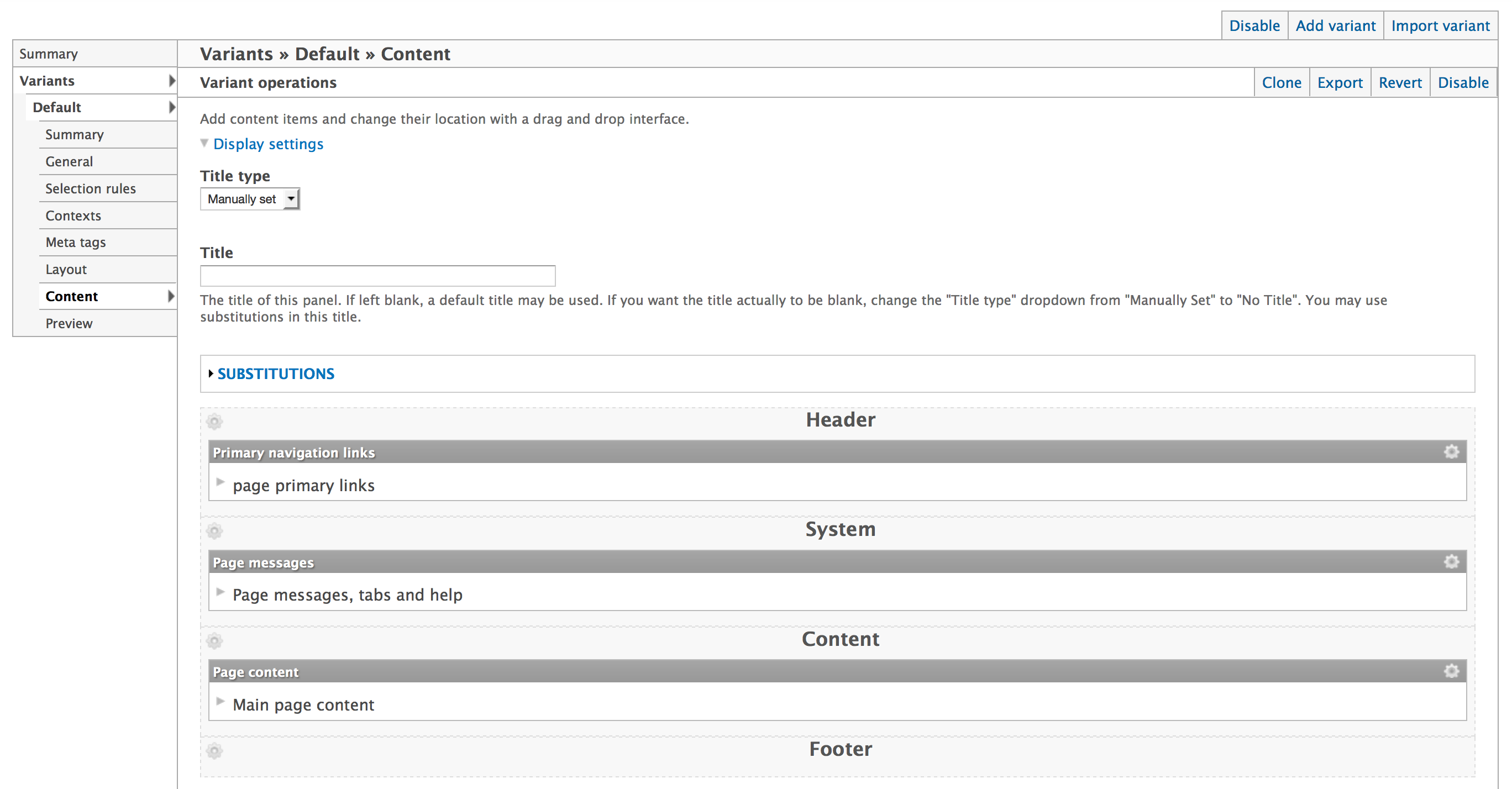 Page Manager - Choose Content