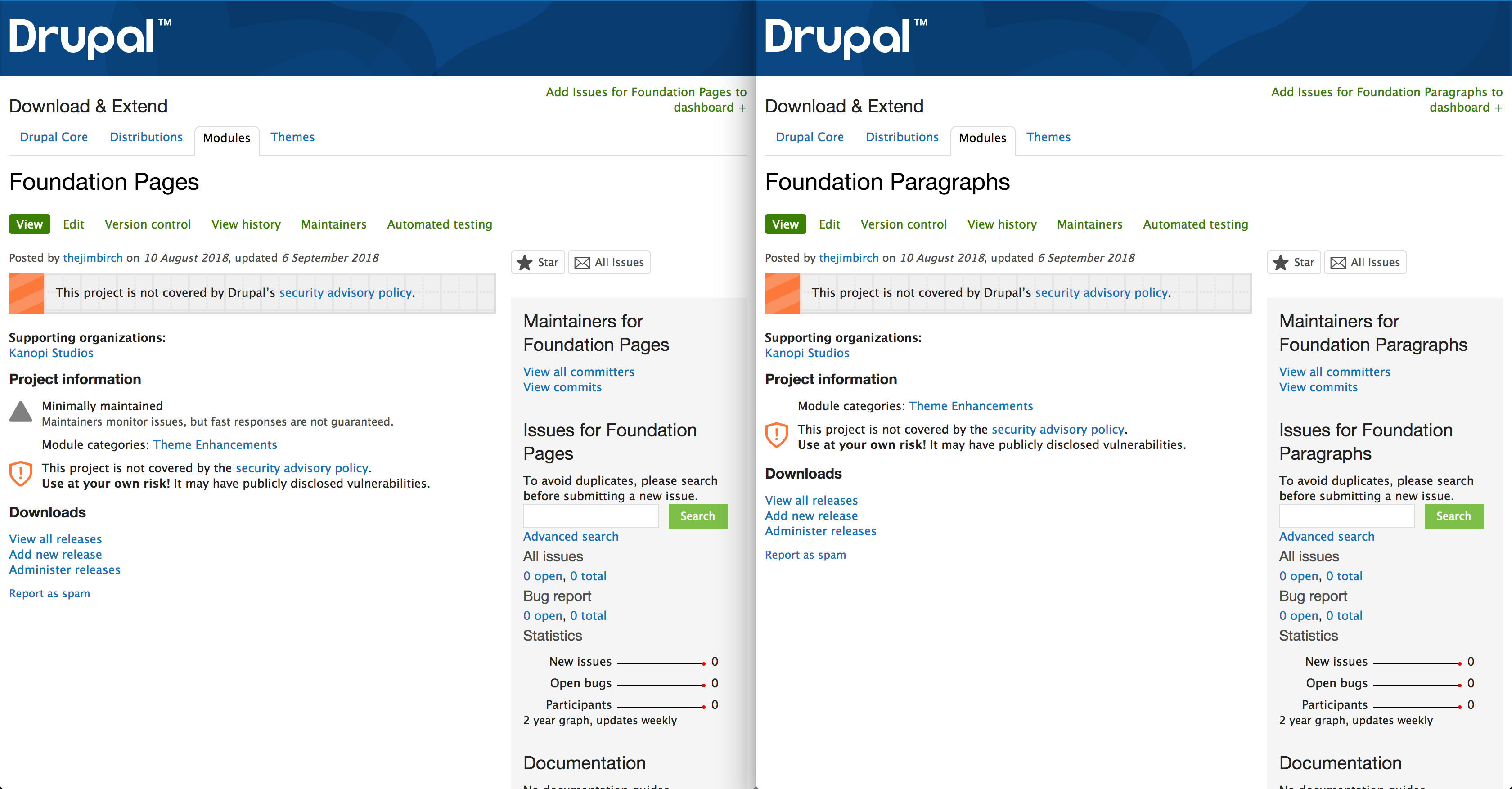 Foundation Paragraphs and Foundation Pages Drupal modules