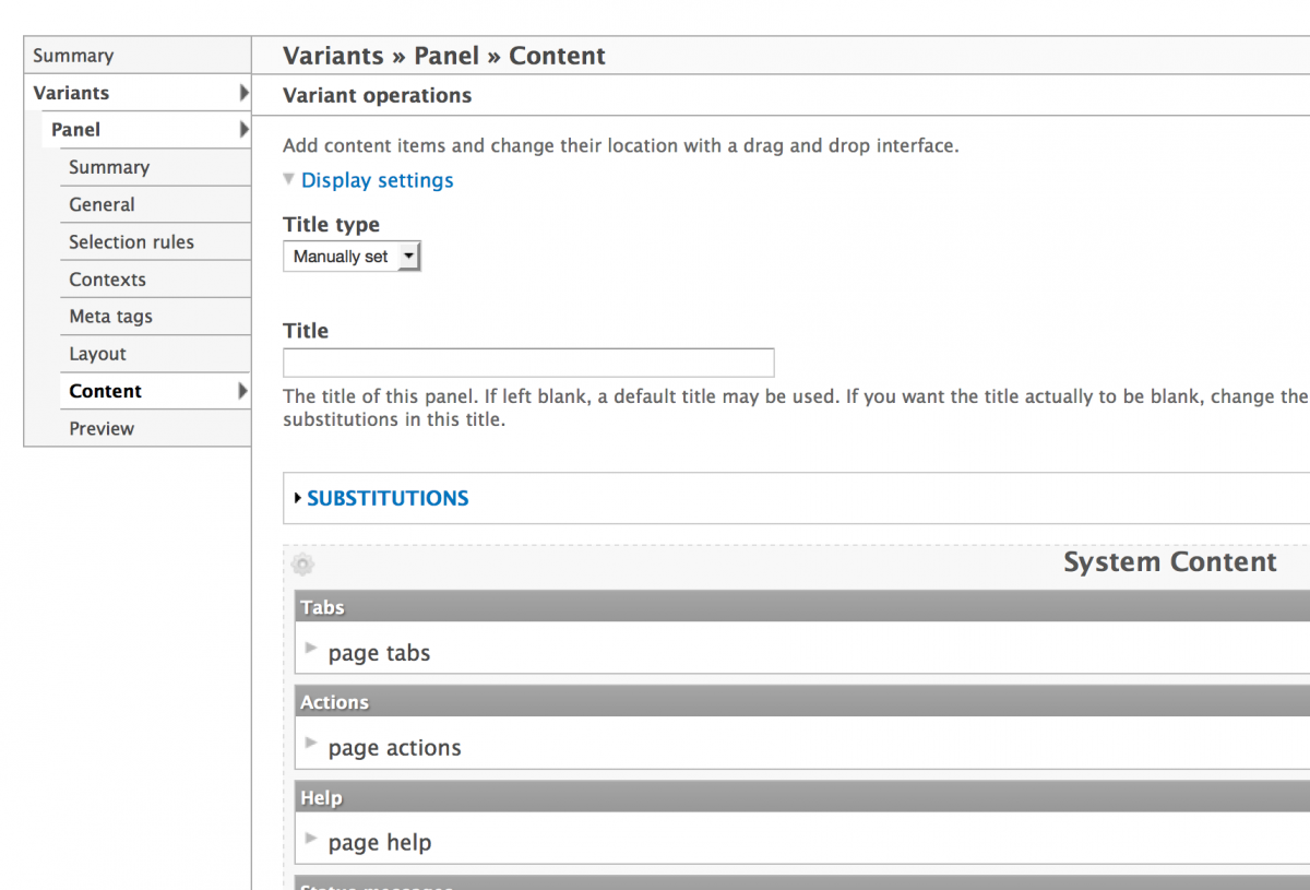Page Manager Variant Add Content