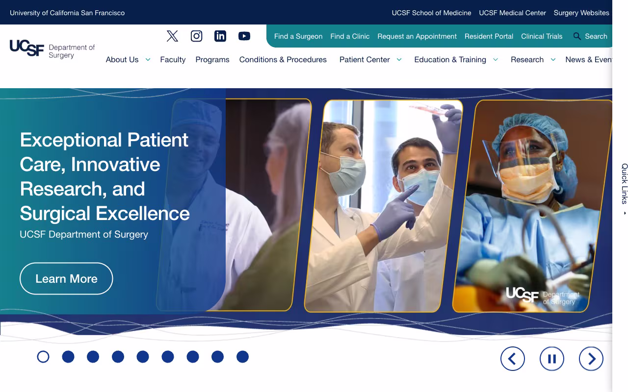 Screenshot of UCSF Department of Surgery
