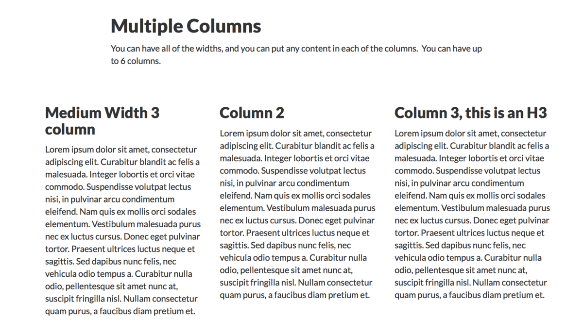 Example of multiple columns