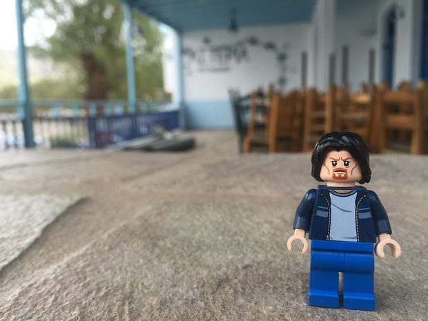 Lego Uncle Jim in Greece at the cafe