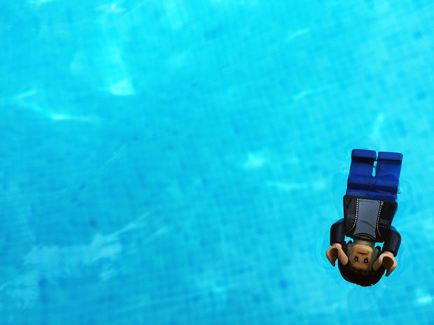 Lego Uncle Jim in the Pool